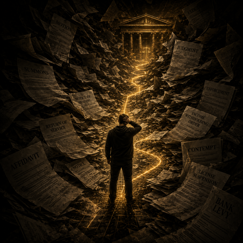 Court paperwork feels complicated on purpose Fathers Unchained Academy graphic