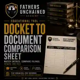 Docket-to-Document Comparison Sheet educational tool